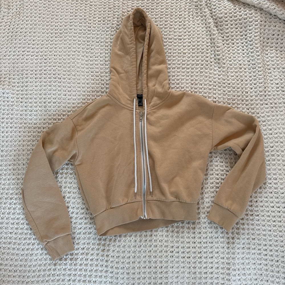 Forever 21 Beige Zip-Up Hoodie